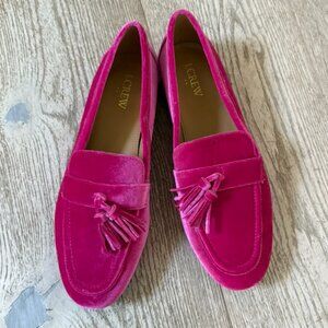 J.Crew Marie Pink Velvet Tassel Loafers Size 9